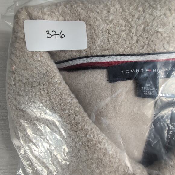 New Tommy Hilfiger Womens XXL Faux Sherpa Snap Button Jacket Coat Beige Warm - Picture 15 of 15